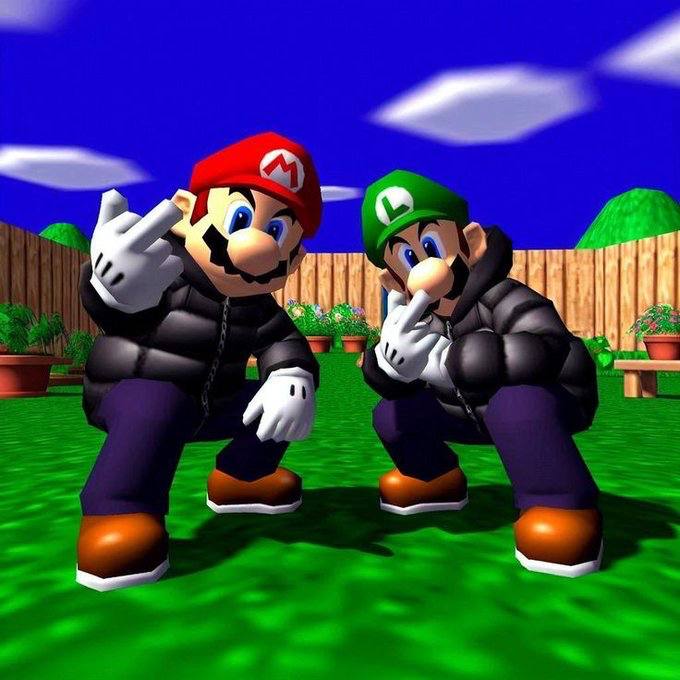 Mario Luigi Gang Signs