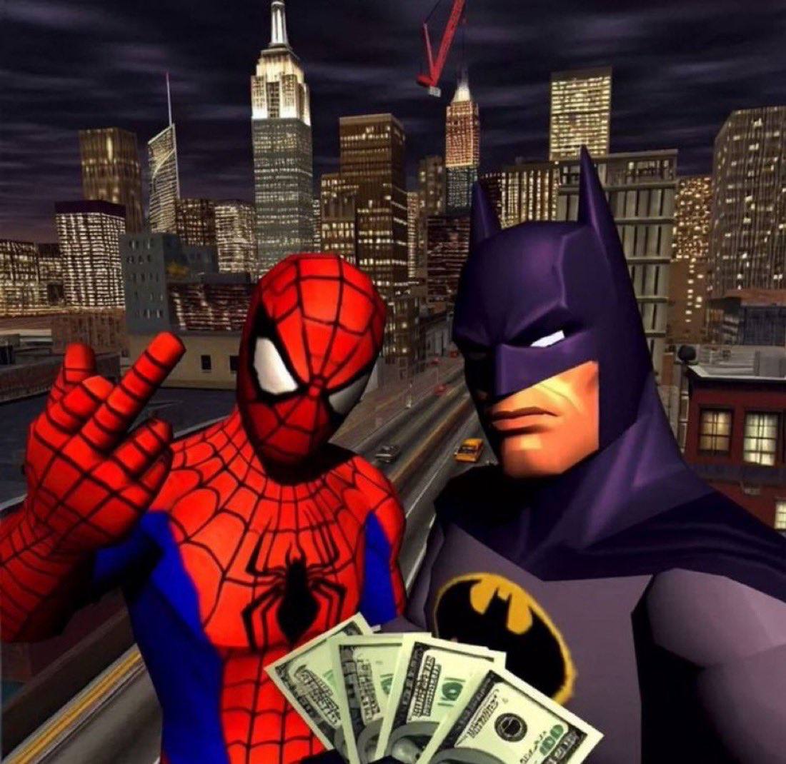 Spider-Man and Batman with Cash